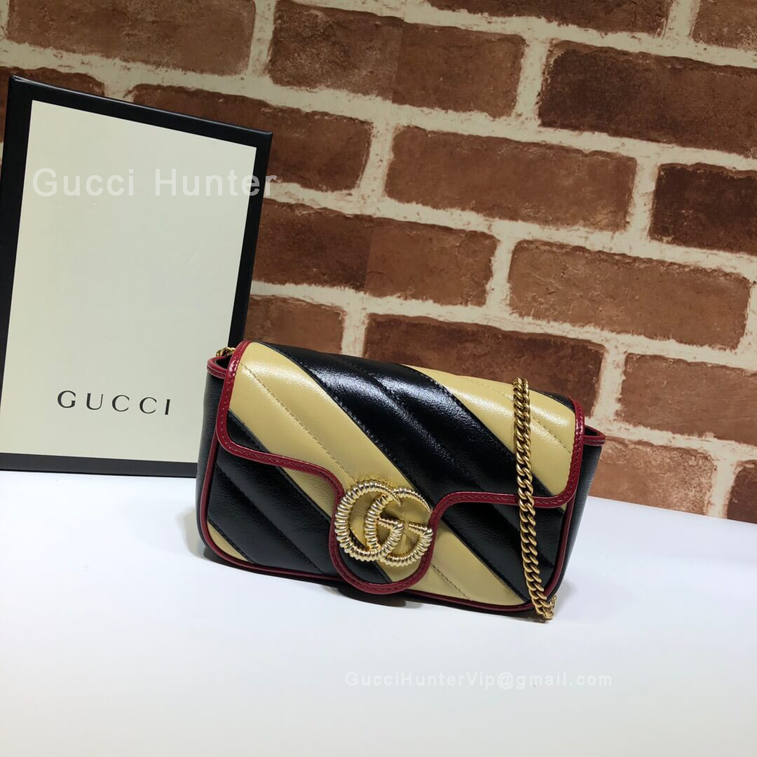 Gucci GG Marmont Super Mini Bag Black And Yellow 574969